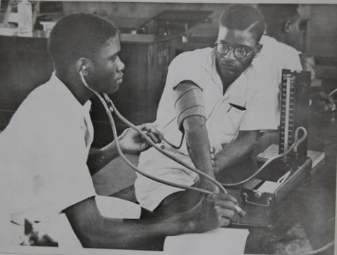 Dr. Wilbert Chagula (L) as a student, Medical School, Makerere