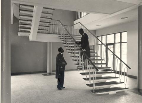 Inside the newly opened Faculty of Agriculture Building on 13th March 1958, Makerere University, Kampala Uganda