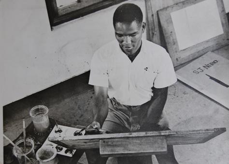Sam Ntiro, one of Margaret Trowell's first Students and later on Lecturer Makerere Art School and High Commissioner for Tanganyika in London (1963-64). MTSIFA, Makerere University, Kampala Uganda