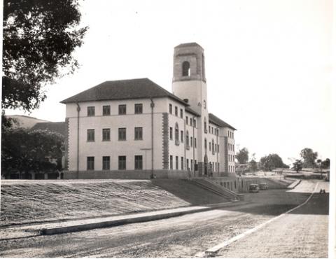 Main Building, Makerere University, Kampala Uganda. Completed in 1941. Side View from South-East direction