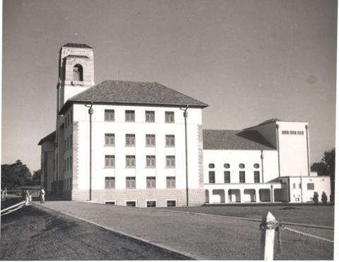 Main Building, Makerere University, Kampala Uganda. Completed in 1941. Side View from North-West direction