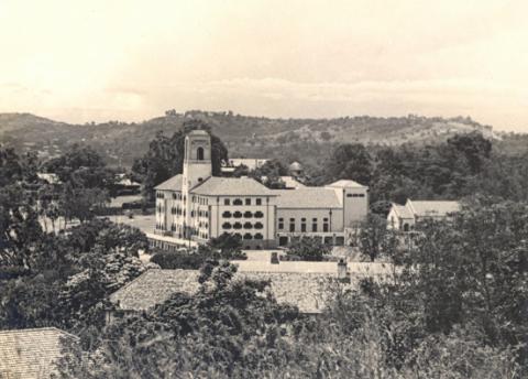 Main Building, Makerere University, Kampala Uganda. Completed in 1941. Panoramic View from Northern direction