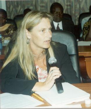 Ms. Anne Kristin Hermansen, Royal Norwegian Embassy, Kampala makes her presentation at the 2nd Stakeholders Consultative Meeting 26th April 2006, Makerere University, Kampala Uganda