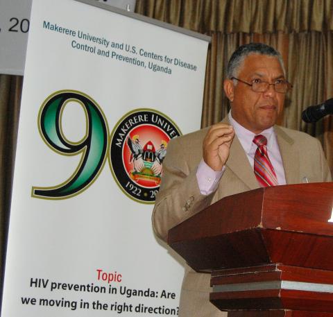 Dr. Alex Coutinho, Executive Director, Infectious Diseases Institute (IDI), College of Health Sciences (CHS), was on the opponents' bench during the Debate, 23rd August 2012, Imperial Royale Hotel, Kampala Uganda.