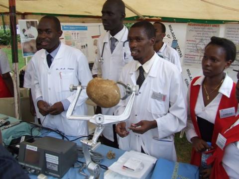 Medical Students exhibit at the CHS Launch, 28th August 2009, Makerere University, Kampala Uganda