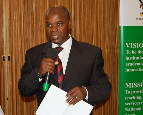 Prof. J.Y.T. Mugisha, Acting Principal College of Natural Sciences (CoNAS) makes his remarks at the Dinner  on 20th July 2012, Kampala Serena Hotel, Uganda.