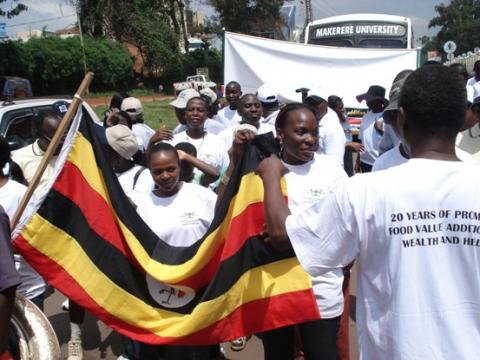 Participants in the Fundraising walk to mark FST 20th Anniversary 26th September 2009, Makerere University, Kampala Uganda.