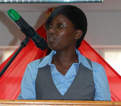 Dr. Josephine Nabukenya, Dean, School of Computing and IT, College of Computing and Information Sciences (CoCIS) addresses gathering at National BPO Training Launch, 17th January 2011, Makerere University, Kampala Uganda.