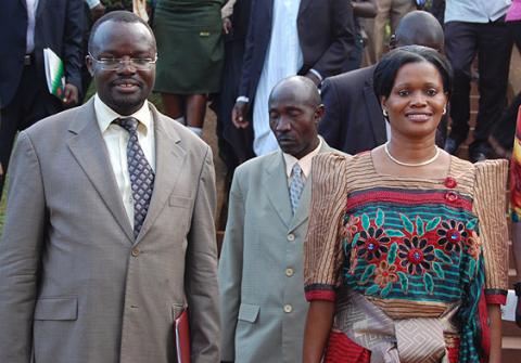 Ag. Vice Chancellor Prof. Venansius Baryamureeba with The Nnabagereka of Buganda H.R.H. Sylvia Nagginda Luswata shortly after her arrival on 21st October 2011, Makerere University, Kampala Uganda.