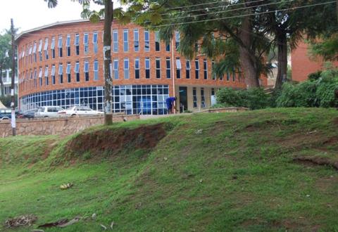 The St. Francis Community Centre, as seen from the Lumumba Hall walkway, Dedicated on 9th January 2005 by the Most Rev. Henry Luke Orombi, Makerere University, Kampala Uganda.