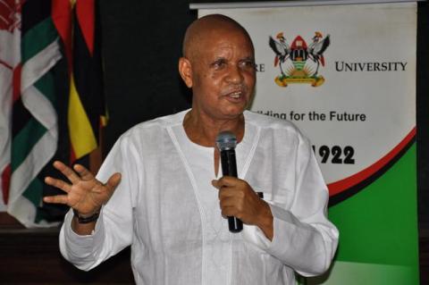 The Chancellor, Prof. George Mondo Kagonyera makes his remarks during the 2nd Joshua Mugyenyi Memorial Lecture, 15th March 2013, Makerere University, Kampala Uganda.